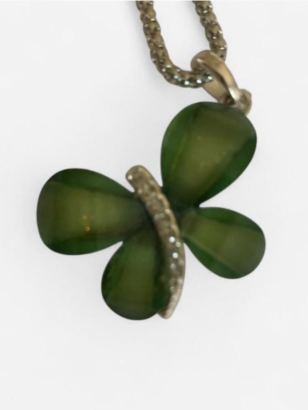 Green Butterfly Pendant Necklace with silver chain - Unbranded costume jewelry
